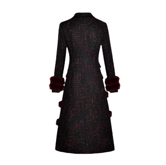 Gorgeous Fur Trim Tweed Long Jacket The Iphigenyah - Picture 7 of 12